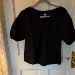 Old Navy Black Puff Sleeve Peasant Top